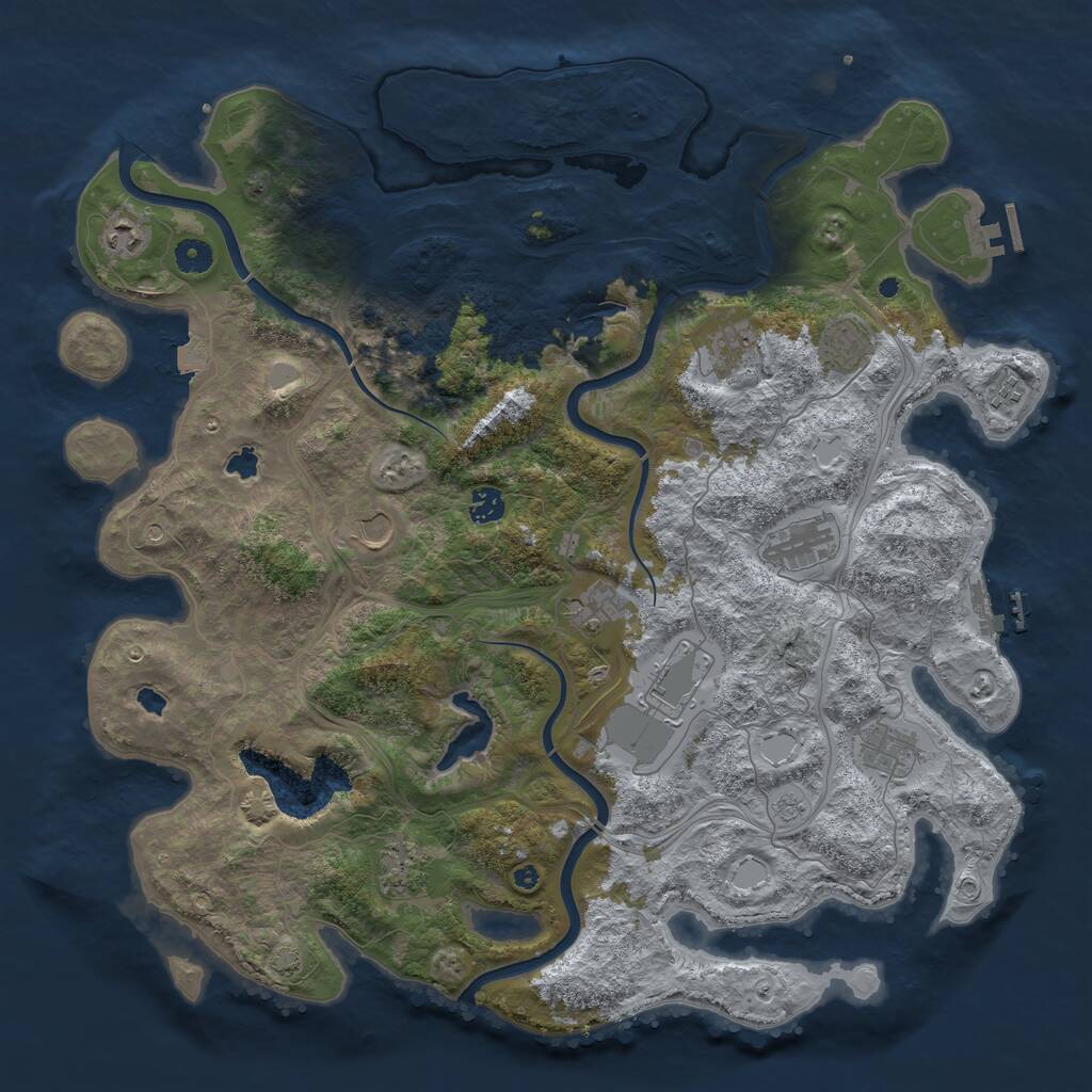 Rust Map: Procedural Map, Size: 4500, Seed: 469944041, 17 Monuments