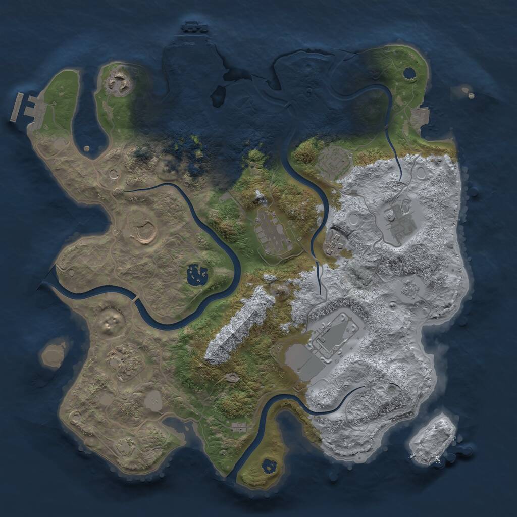 Rust Map: Procedural Map, Size: 3500, Seed: 108401, 15 Monuments