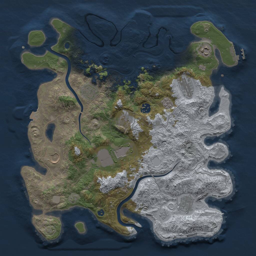 Rust Map: Procedural Map, Size: 3800, Seed: 615559451, 15 Monuments