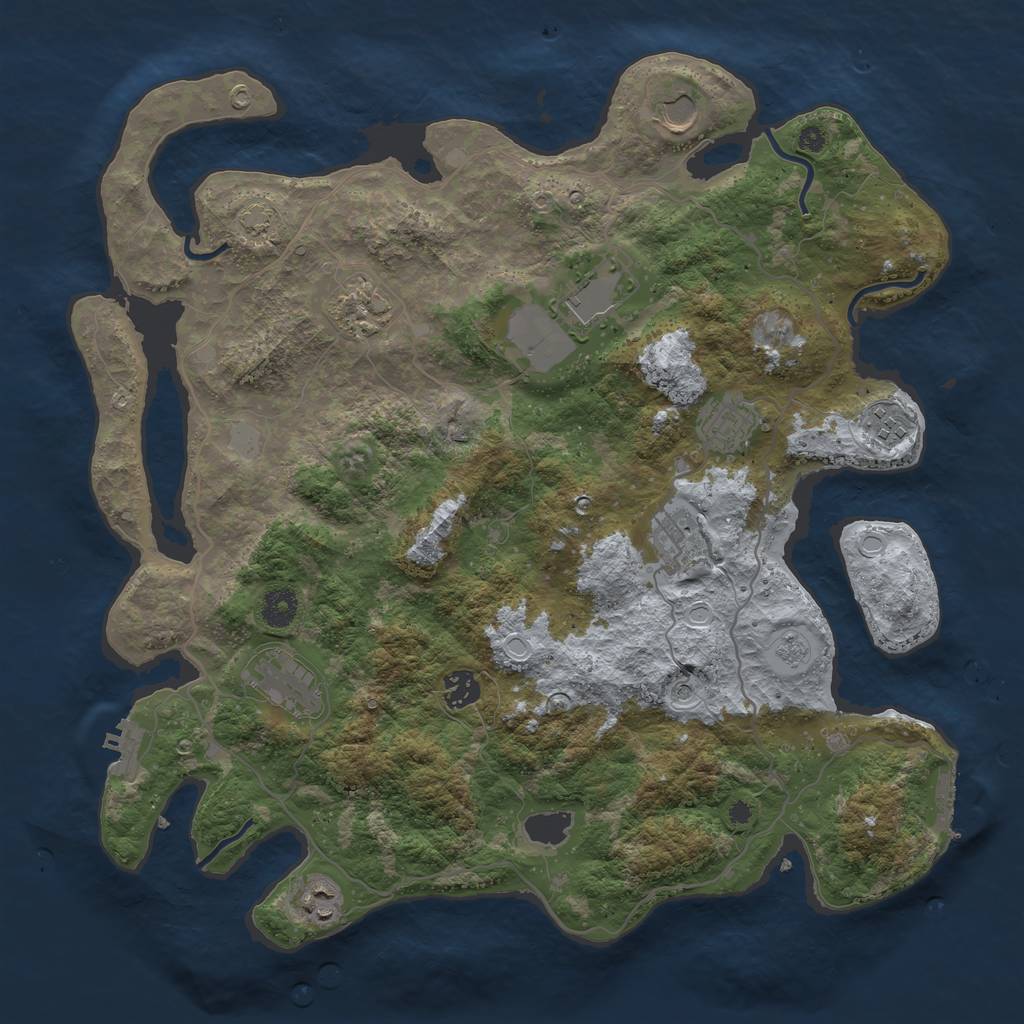 Rust Map: Procedural Map, Size: 4000, Seed: 38183721, 17 Monuments