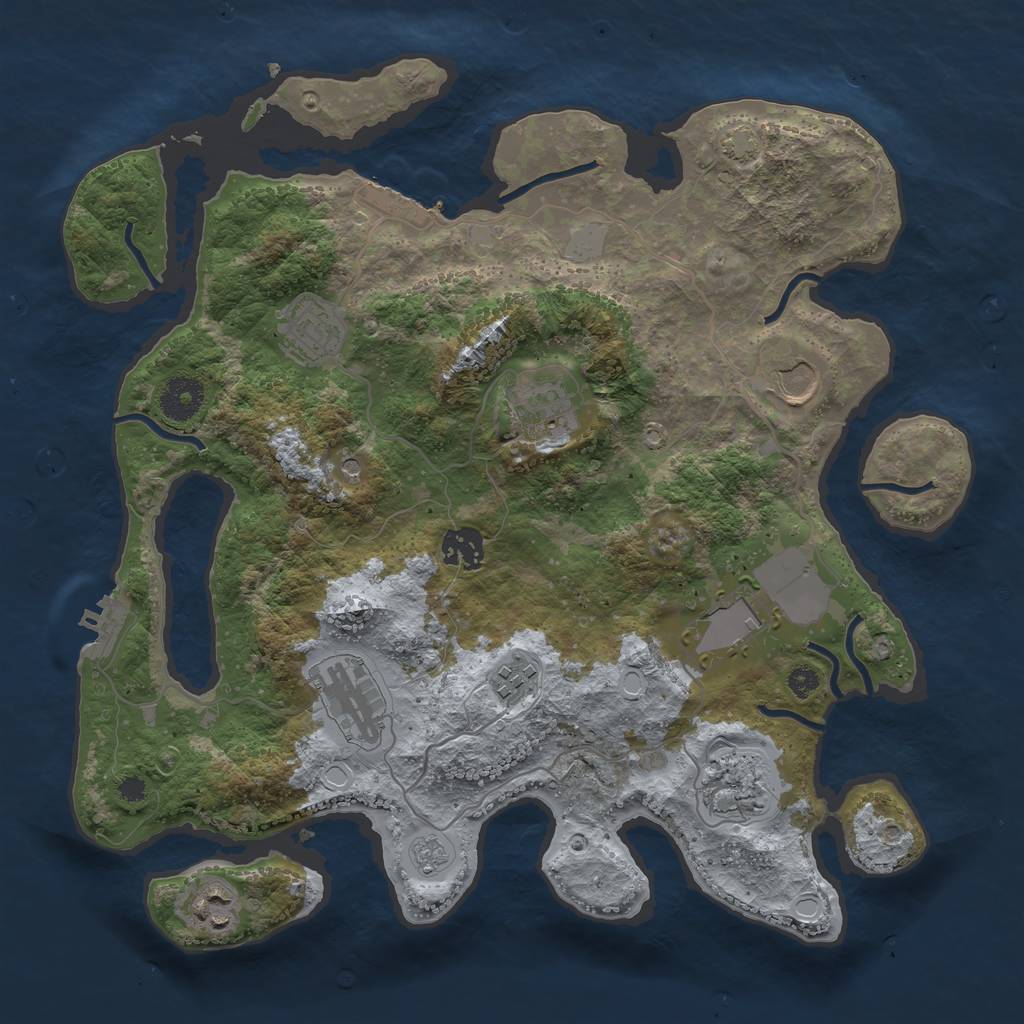 Rust Map: Procedural Map, Size: 3500, Seed: 1846277533, 17 Monuments