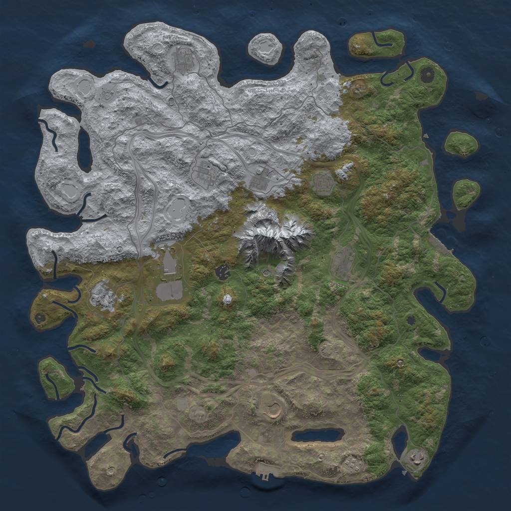 Rust Map: Procedural Map, Size: 5000, Seed: 20230405, 19 Monuments