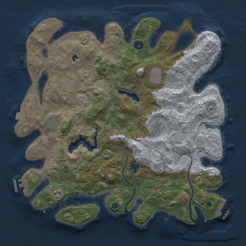 Rust Map: Procedural Map, Size: 4000, Seed: 285183717, 12 Monuments