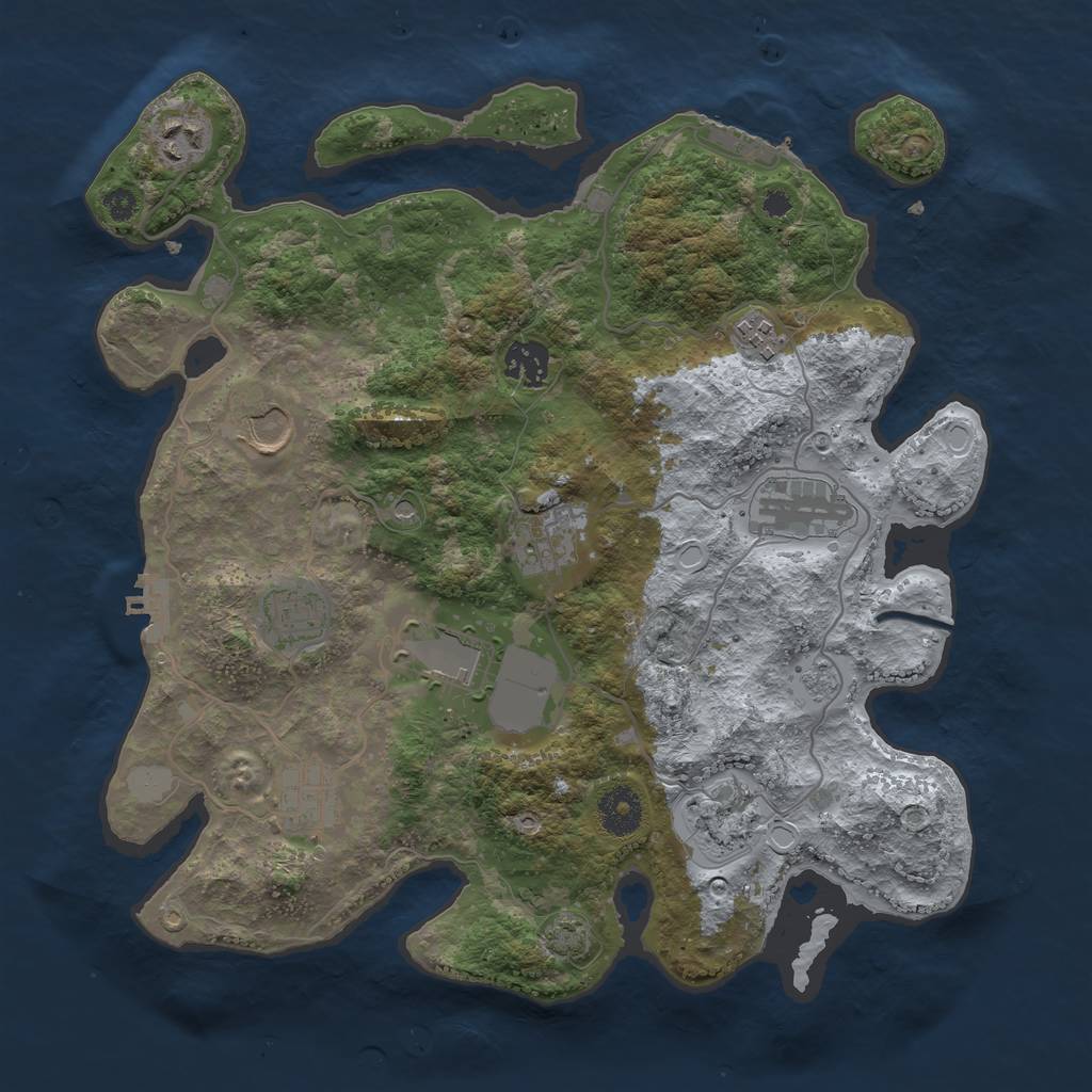 Rust Map: Procedural Map, Size: 3500, Seed: 1063136024, 18 Monuments