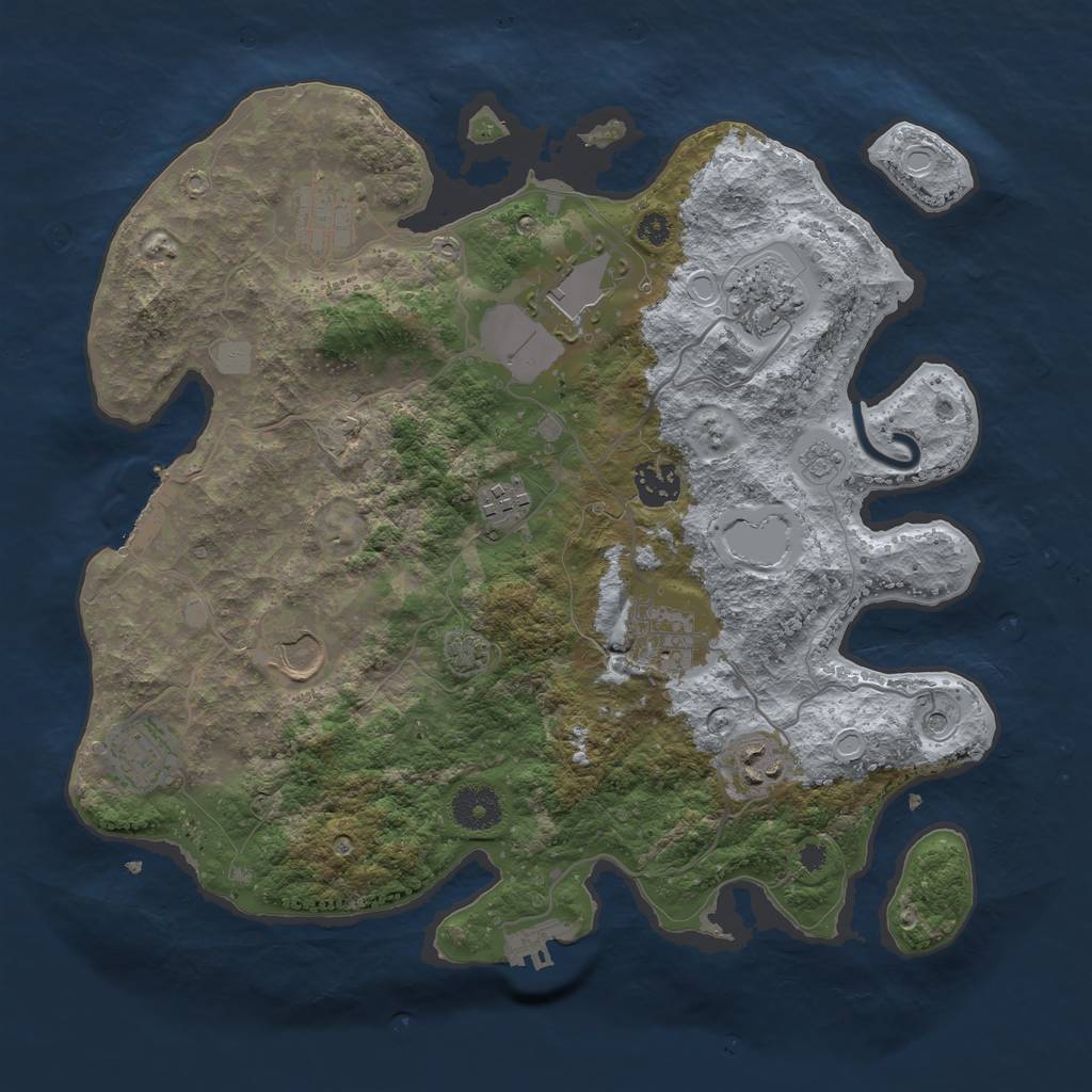 Rust Map: Procedural Map, Size: 3500, Seed: 416428666, 17 Monuments