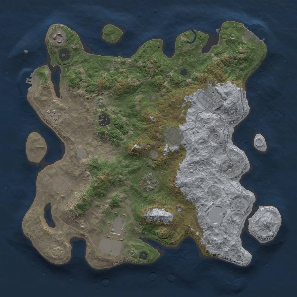 Rust Map: Procedural Map, Size: 3600, Seed: 12421696, 16 Monuments