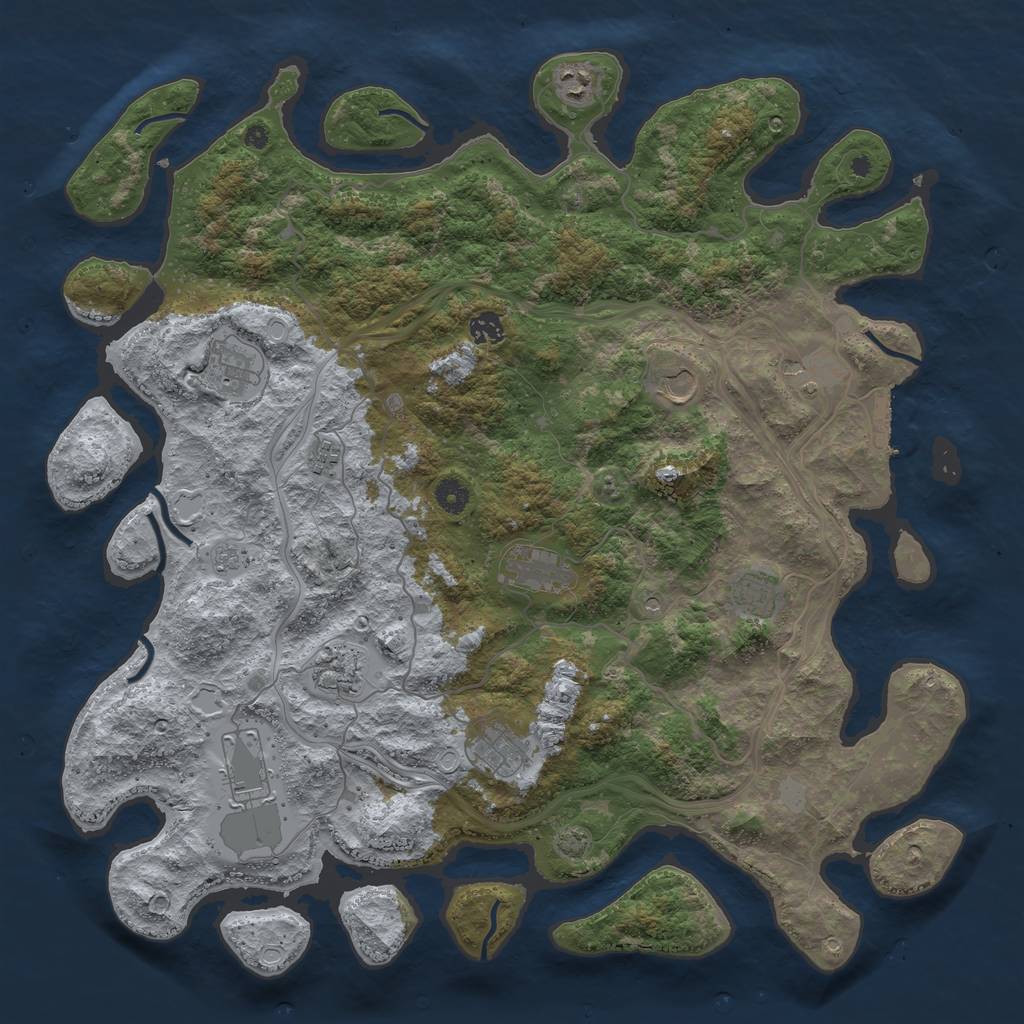 Rust Map: Procedural Map, Size: 4500, Seed: 1395837763, 18 Monuments