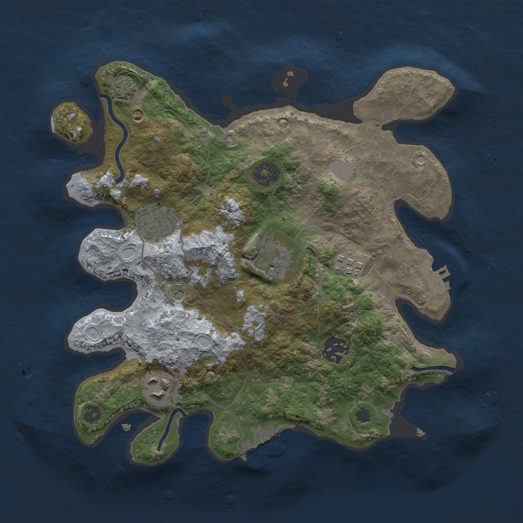Rust Map: Procedural Map, Size: 3000, Seed: 12808, 12 Monuments