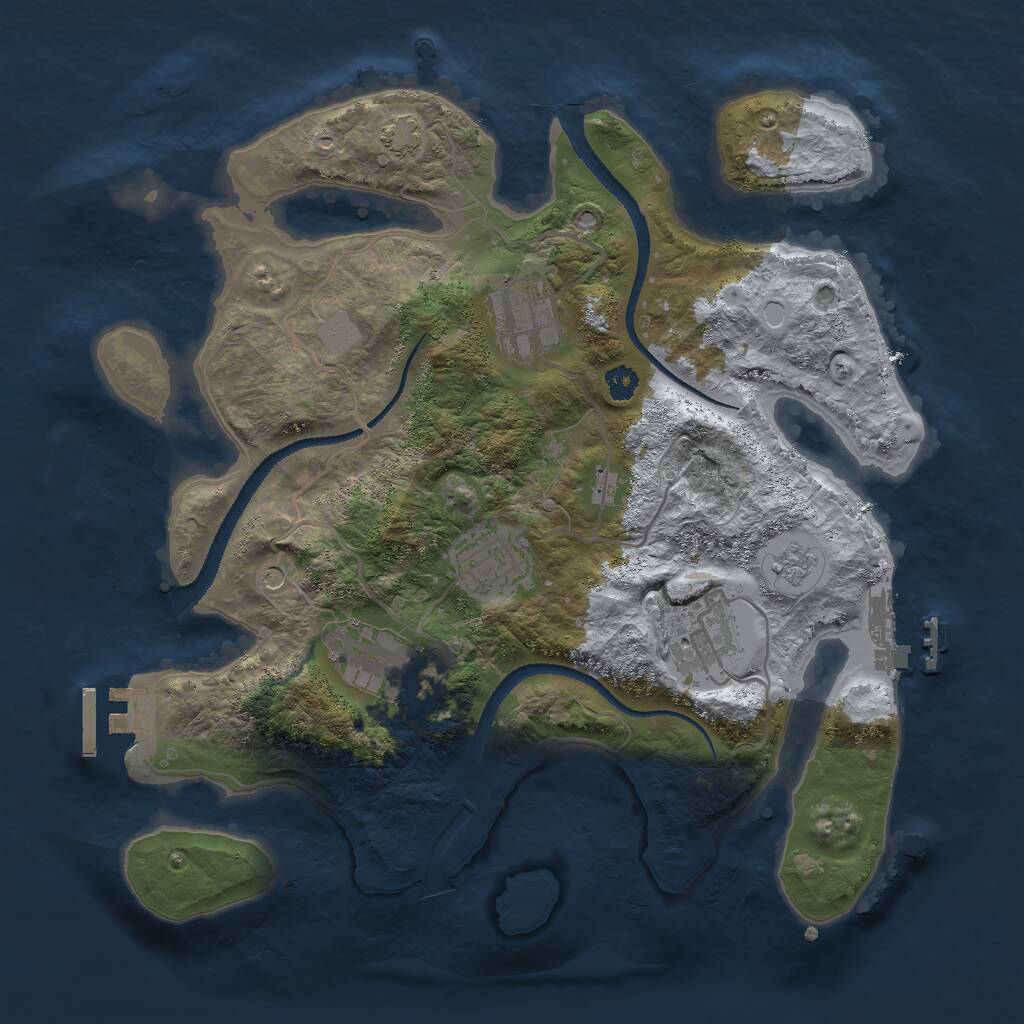 Rust Map: Procedural Map, Size: 3000, Seed: 12347, 10 Monuments