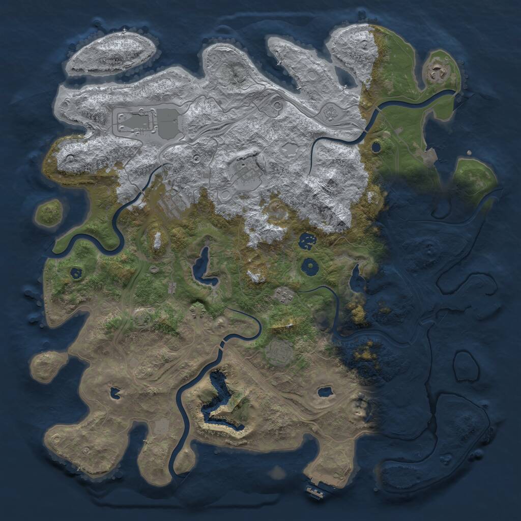 Rust Map: Procedural Map, Size: 4500, Seed: 689283085, 13 Monuments