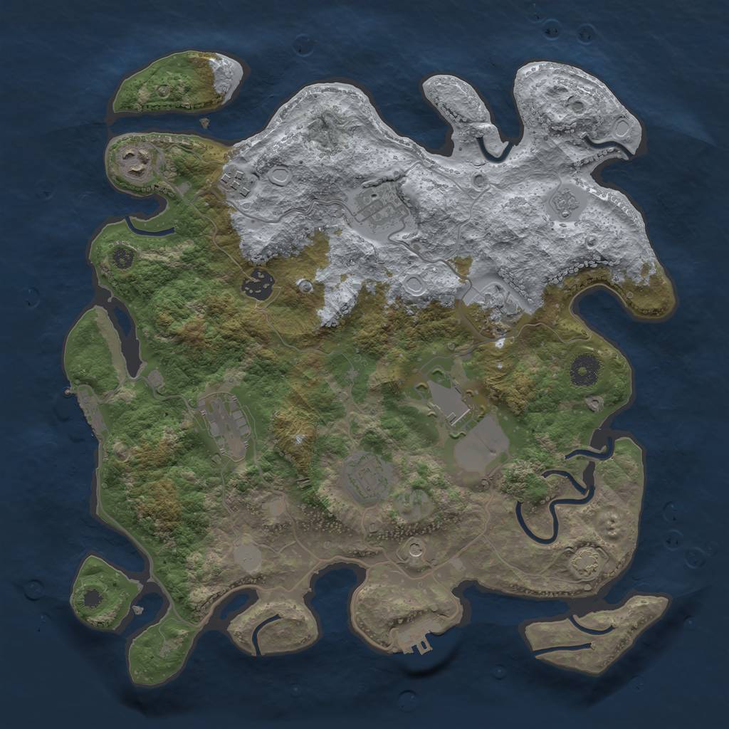 Rust Map: Procedural Map, Size: 3500, Seed: 576472523, 16 Monuments