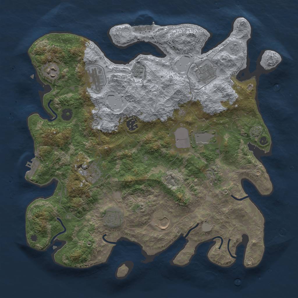 Rust Map: Procedural Map, Size: 3750, Seed: 95806177, 18 Monuments