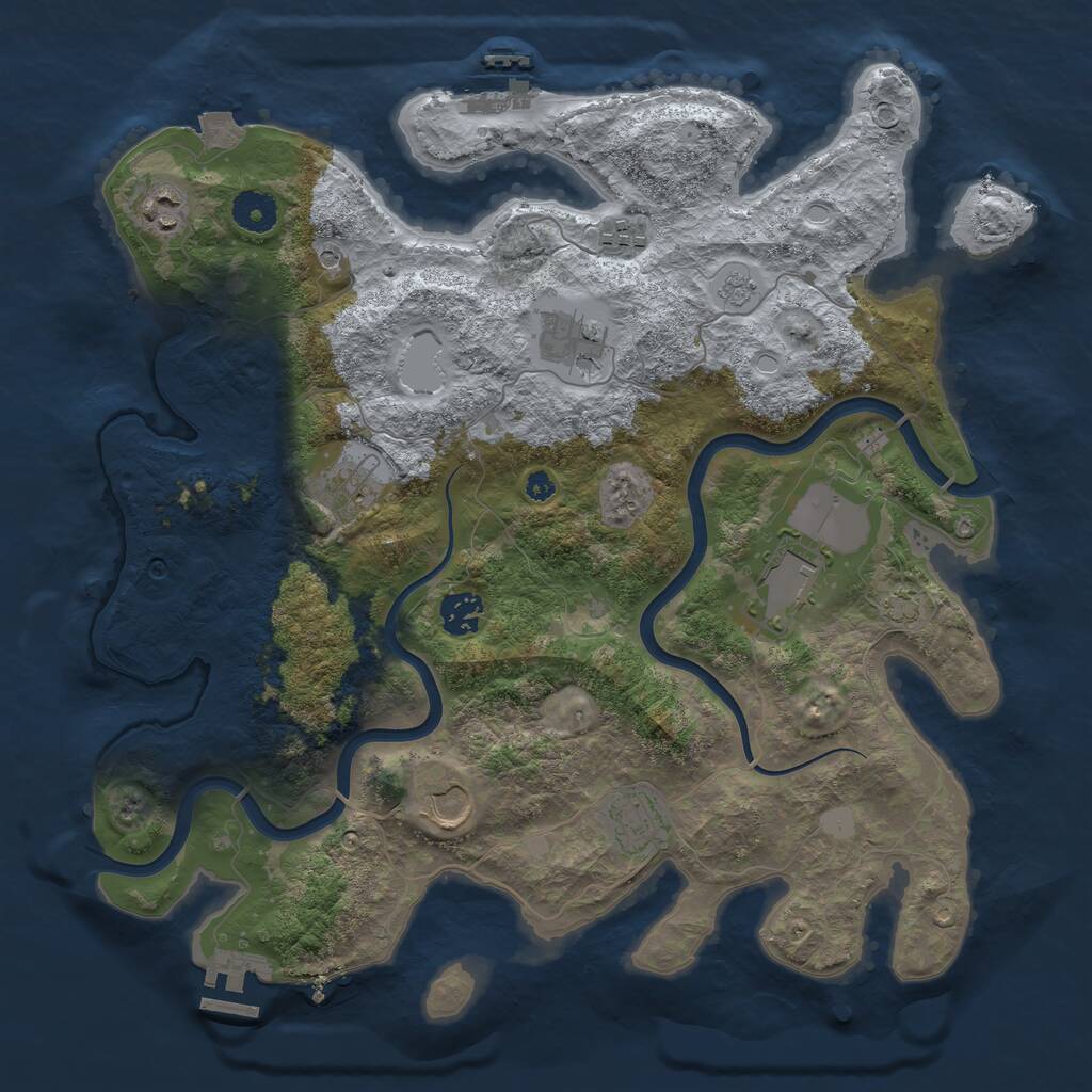 Rust Map: Procedural Map, Size: 3750, Seed: 95806177, 14 Monuments