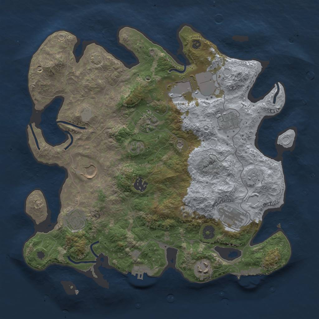 Rust Map: Procedural Map, Size: 3500, Seed: 1267167981, 16 Monuments