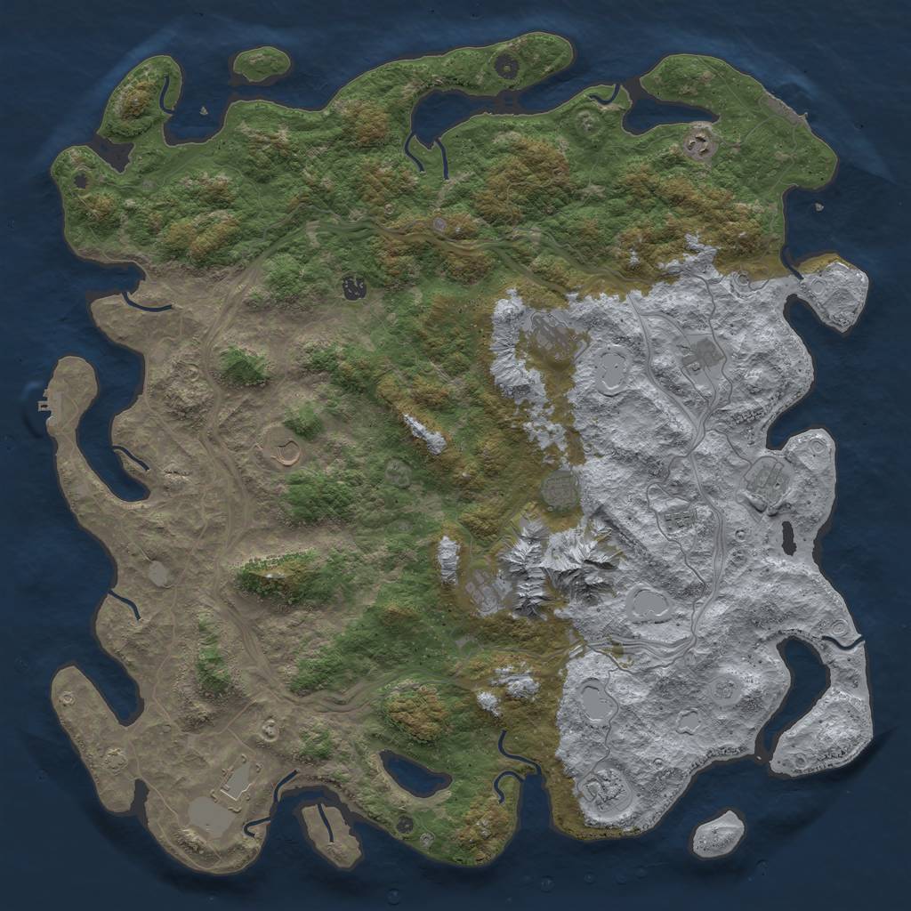 Rust Map: Procedural Map, Size: 5500, Seed: 1106363048, 19 Monuments