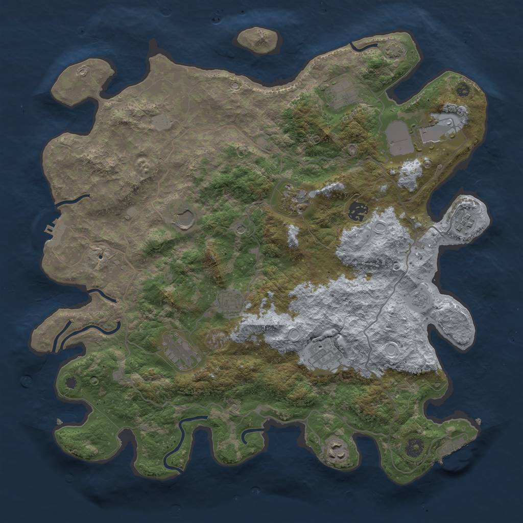 Rust Map: Procedural Map, Size: 4000, Seed: 1493185267, 18 Monuments