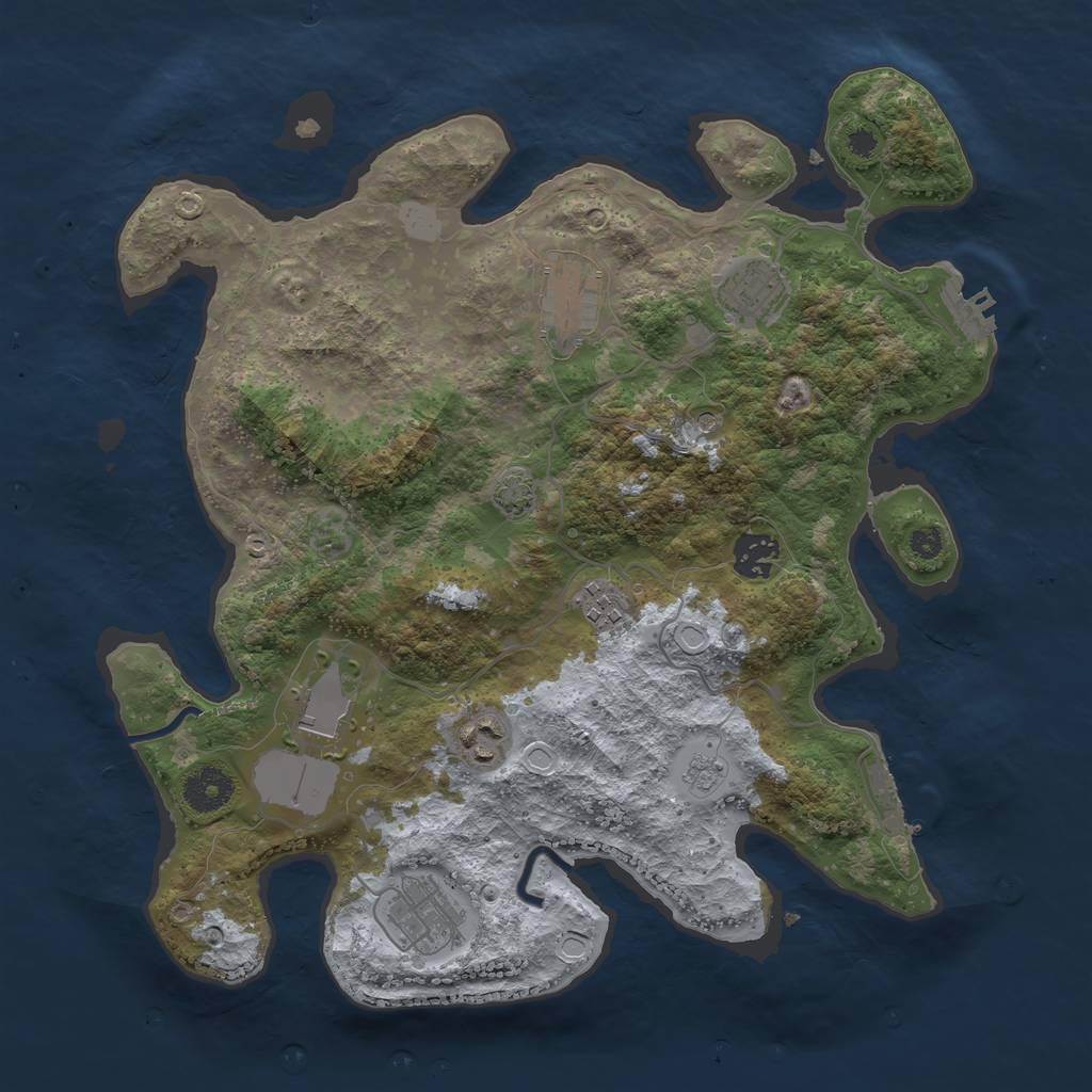 Rust Map: Procedural Map, Size: 3500, Seed: 1398343183, 15 Monuments
