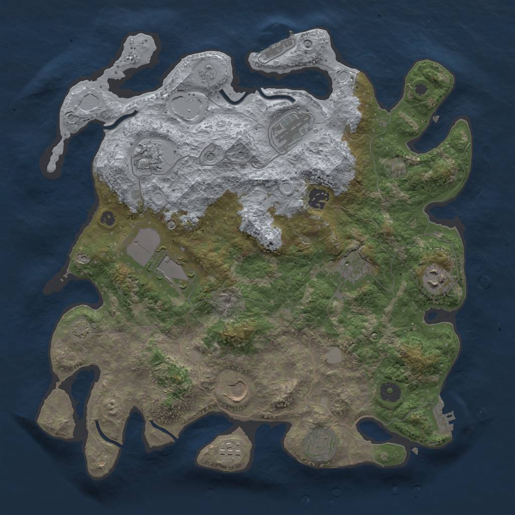 Rust Map: Procedural Map, Size: 3750, Seed: 559224212, 17 Monuments