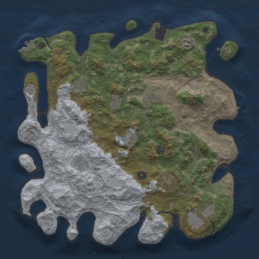 Rust Map: Procedural Map, Size: 4300, Seed: 41740778, 18 Monuments