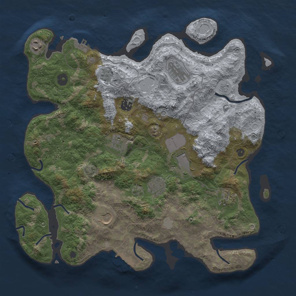 Rust Map: Procedural Map, Size: 3800, Seed: 77055200, 17 Monuments