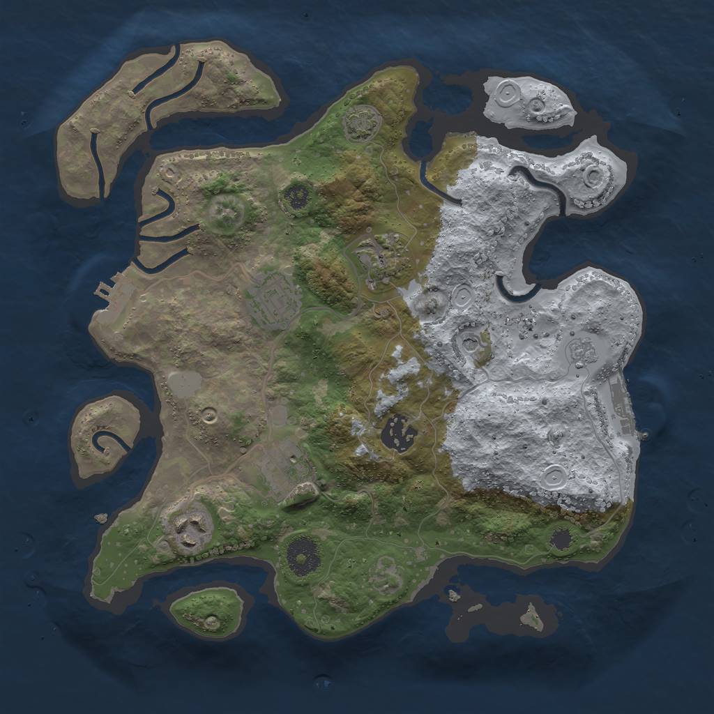 Rust Map: Procedural Map, Size: 3000, Seed: 1965797837, 13 Monuments