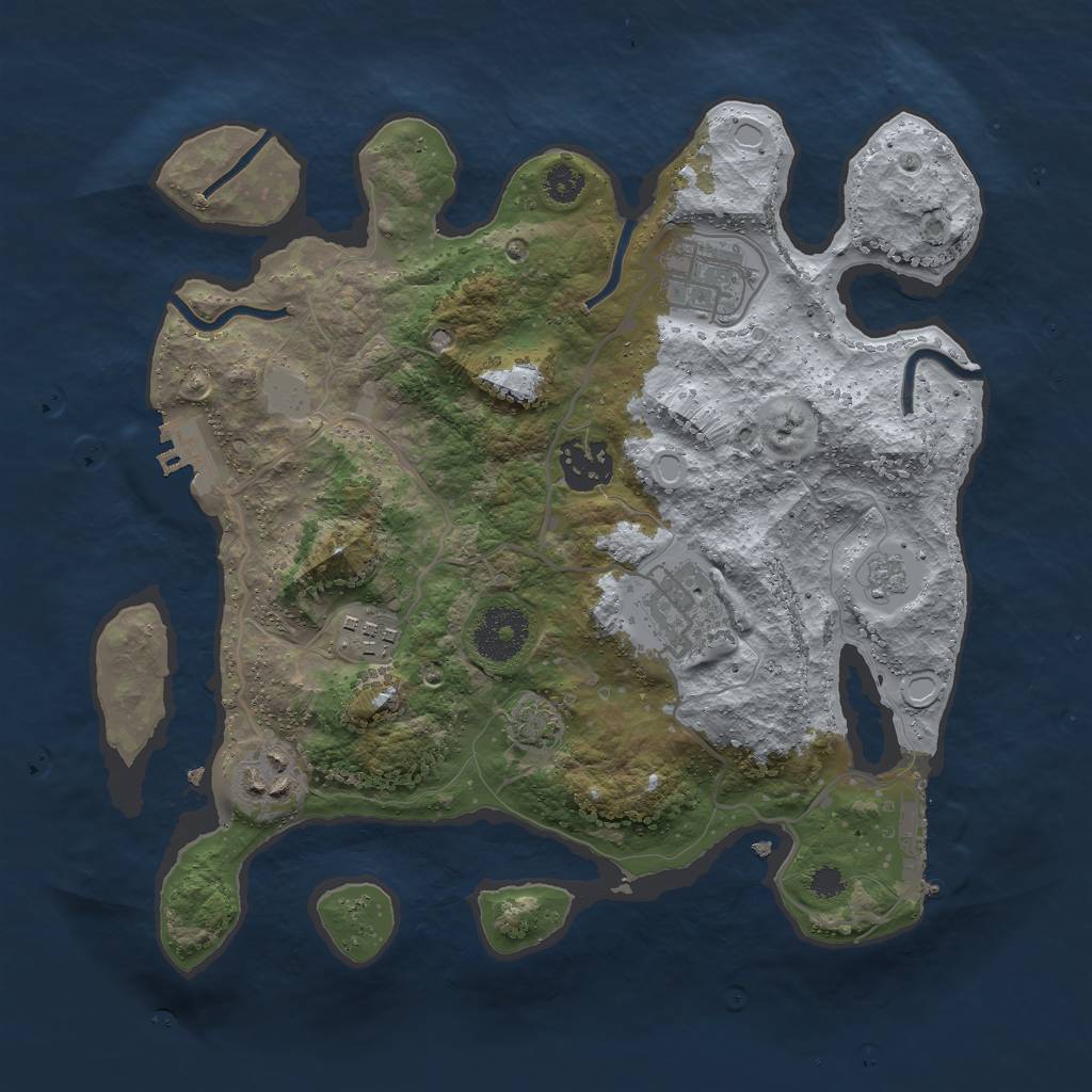 Rust Map: Procedural Map, Size: 3000, Seed: 135670, 12 Monuments