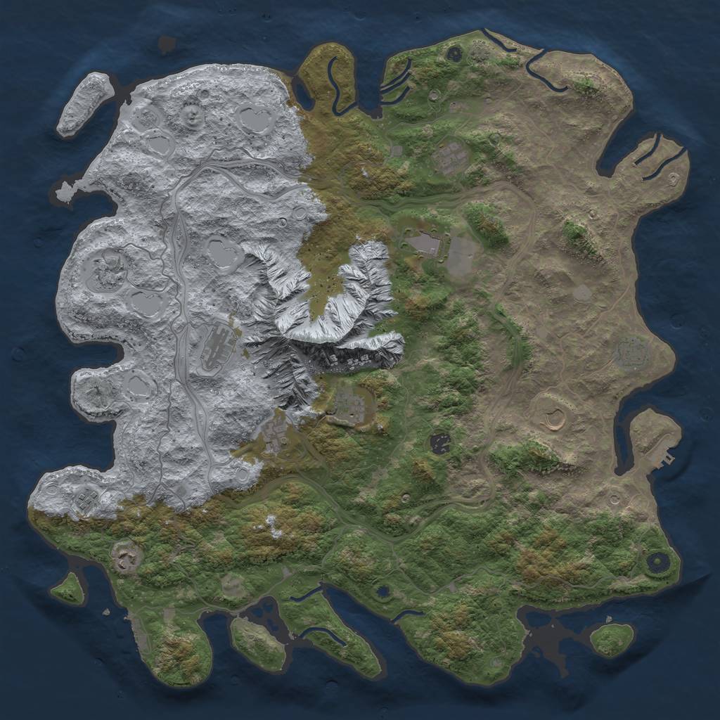 Rust Map: Procedural Map, Size: 5000, Seed: 46, 19 Monuments