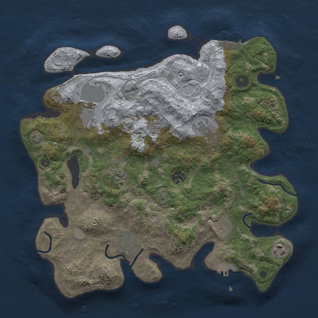 Rust Map: Procedural Map, Size: 3650, Seed: 49850450, 16 Monuments