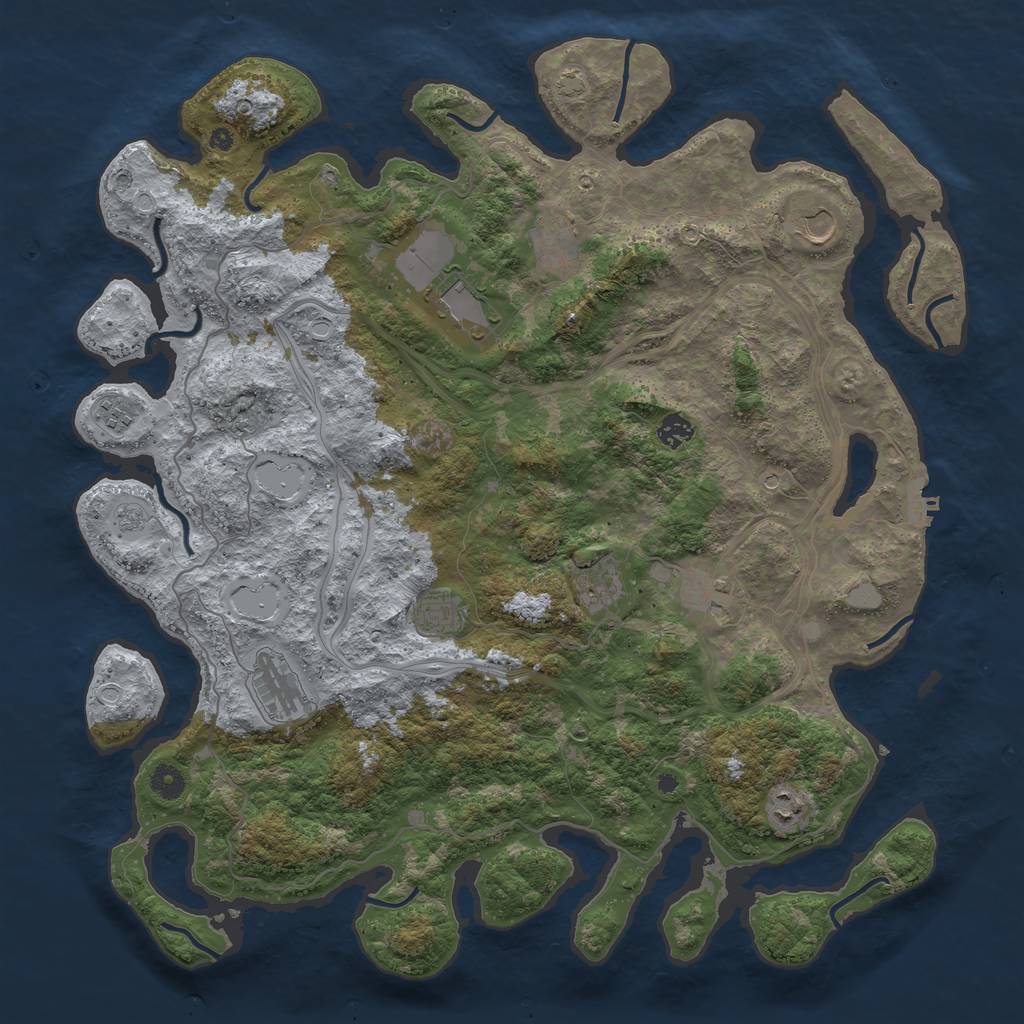 Rust Map: Procedural Map, Size: 4500, Seed: 1183052161, 17 Monuments