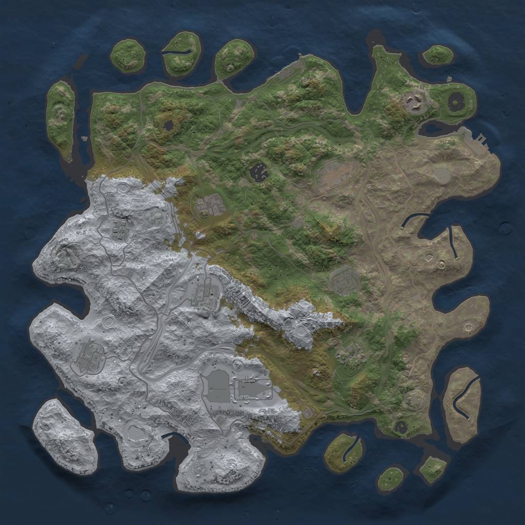 Rust Map: Procedural Map, Size: 4250, Seed: 803677200, 18 Monuments