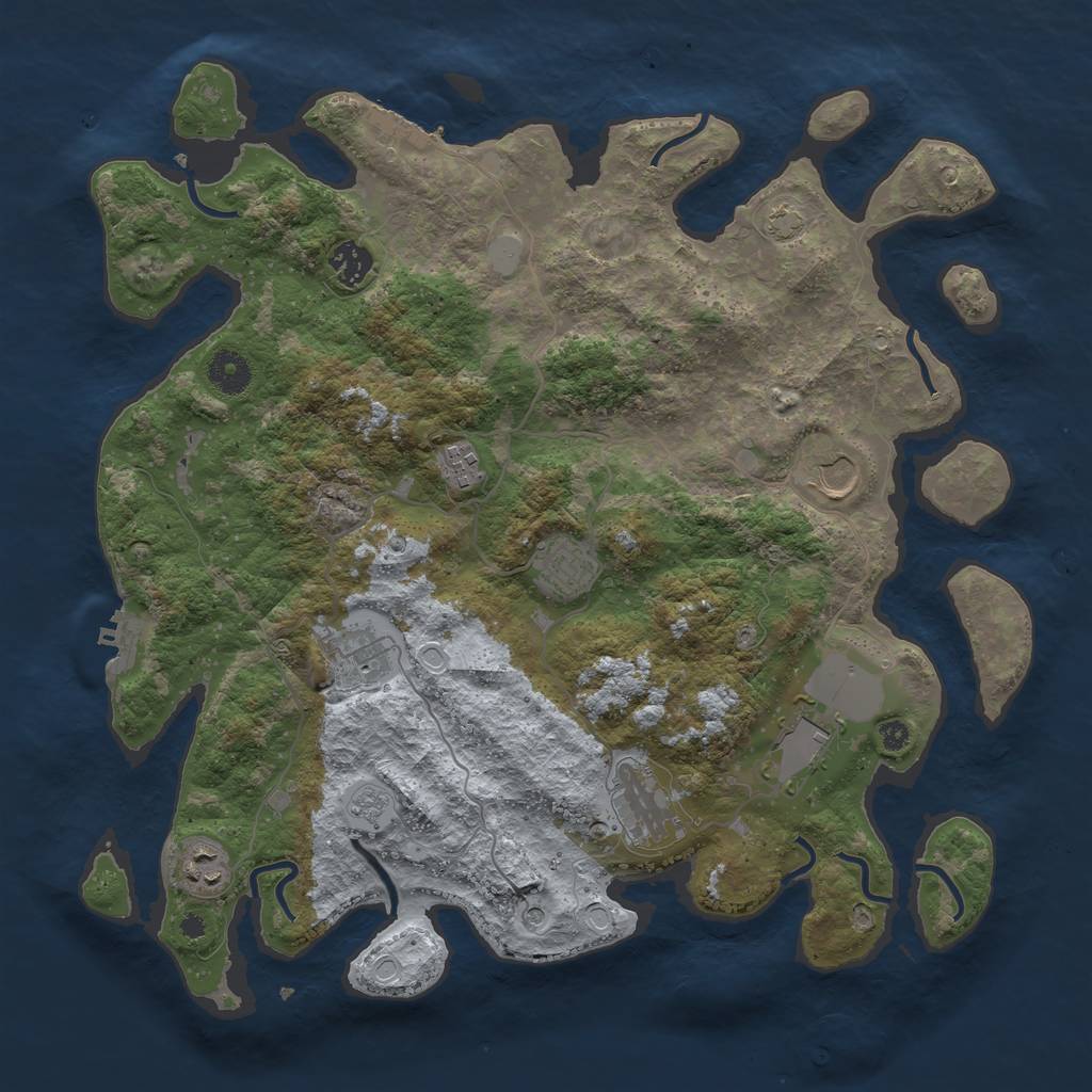 Rust Map: Procedural Map, Size: 3850, Seed: 94839268, 16 Monuments