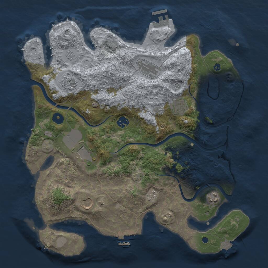 Rust Map: Procedural Map, Size: 3600, Seed: 33374458, 14 Monuments