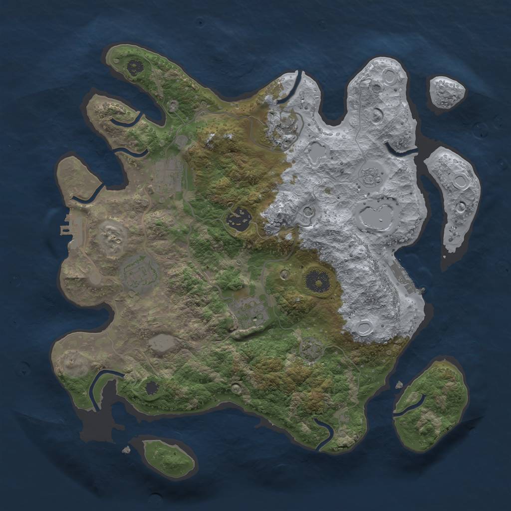 Rust Map: Procedural Map, Size: 3250, Seed: 133769420, 13 Monuments