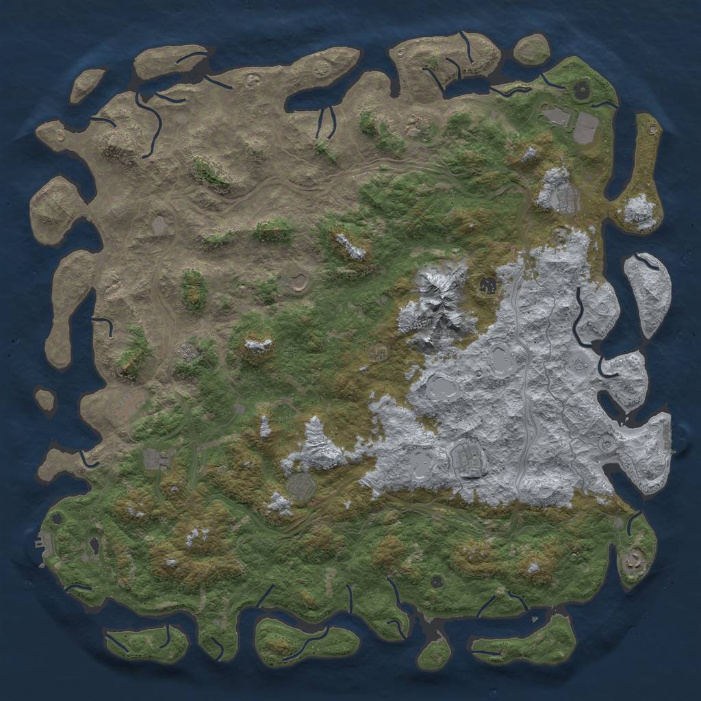 Rust Map: Procedural Map, Size: 6000, Seed: 1373842324, 19 Monuments