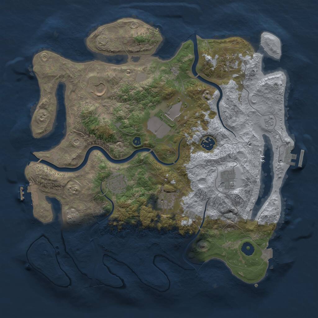 Rust Map: Procedural Map, Size: 3700, Seed: 992785000, 14 Monuments