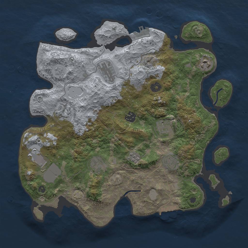 Rust Map: Procedural Map, Size: 3500, Seed: 1469395006, 16 Monuments