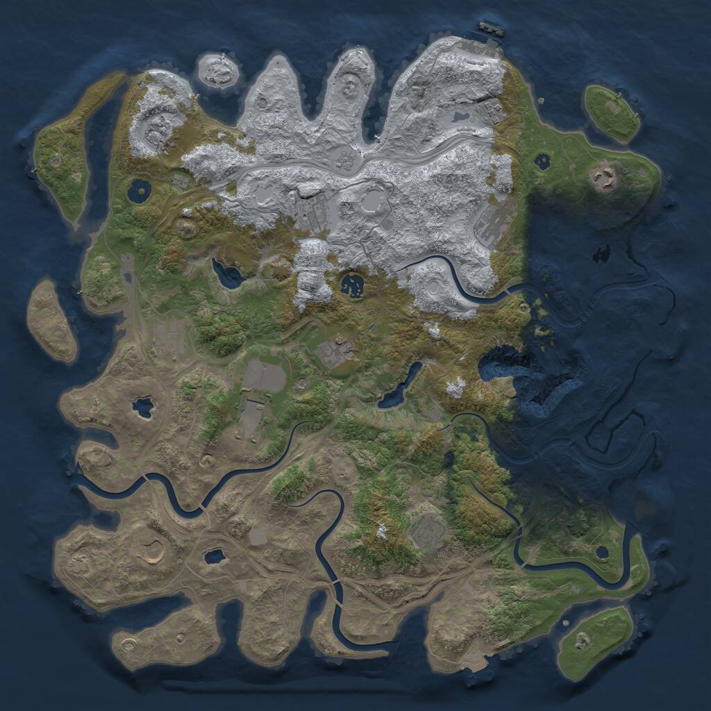 Rust Map: Procedural Map, Size: 4500, Seed: 891195387, 17 Monuments