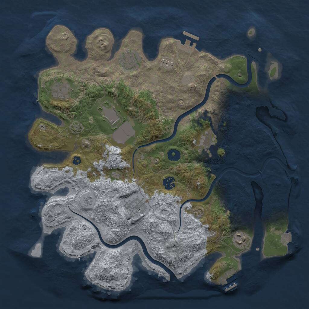 Rust Map: Procedural Map, Size: 3650, Seed: 53848732, 14 Monuments