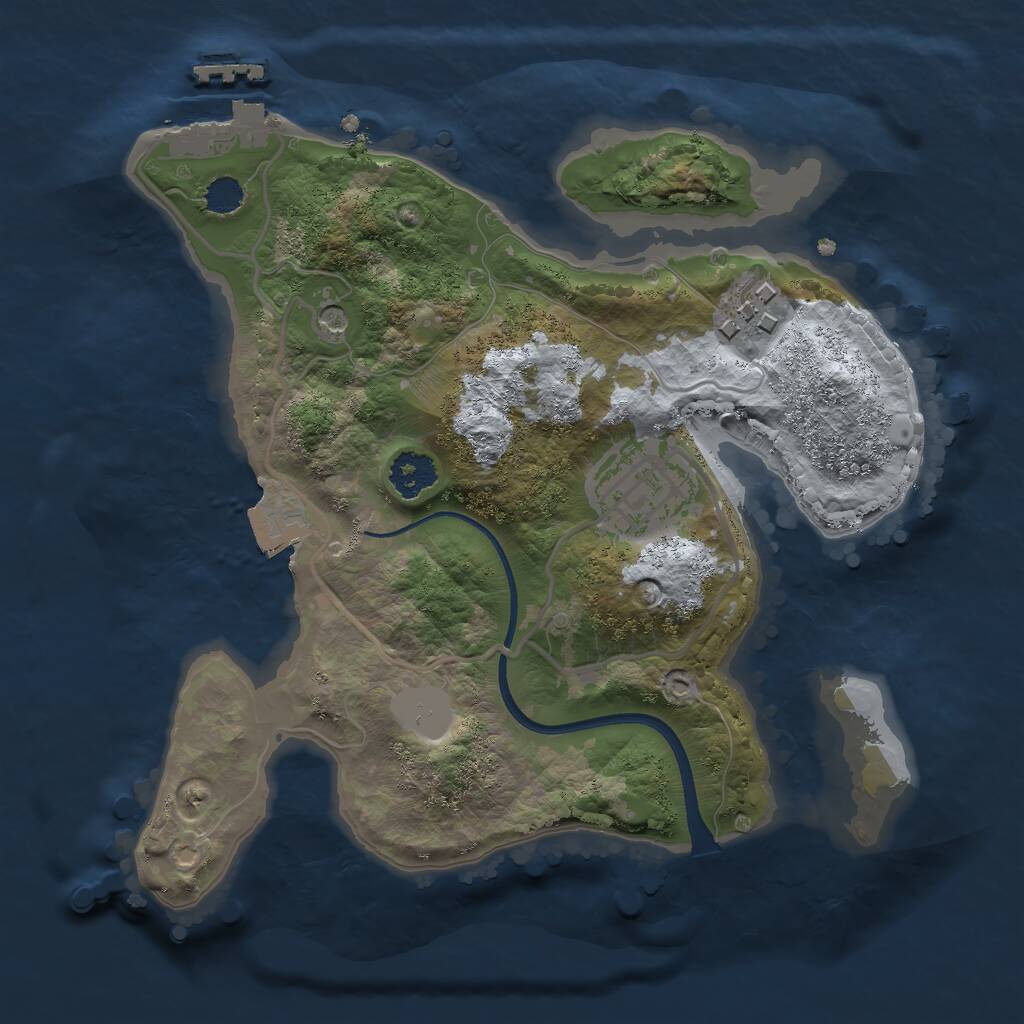 Rust Map: Procedural Map, Size: 2250, Seed: 349930, 5 Monuments