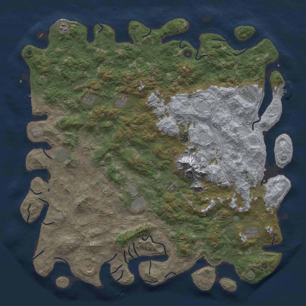 Rust Map: Procedural Map, Size: 5500, Seed: 5335, 19 Monuments