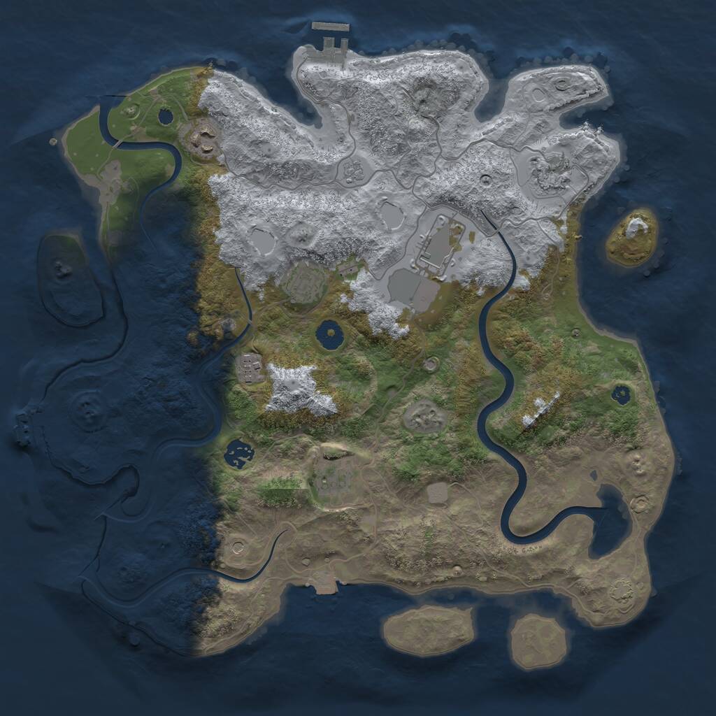 Rust Map: Procedural Map, Size: 3850, Seed: 7136252, 13 Monuments