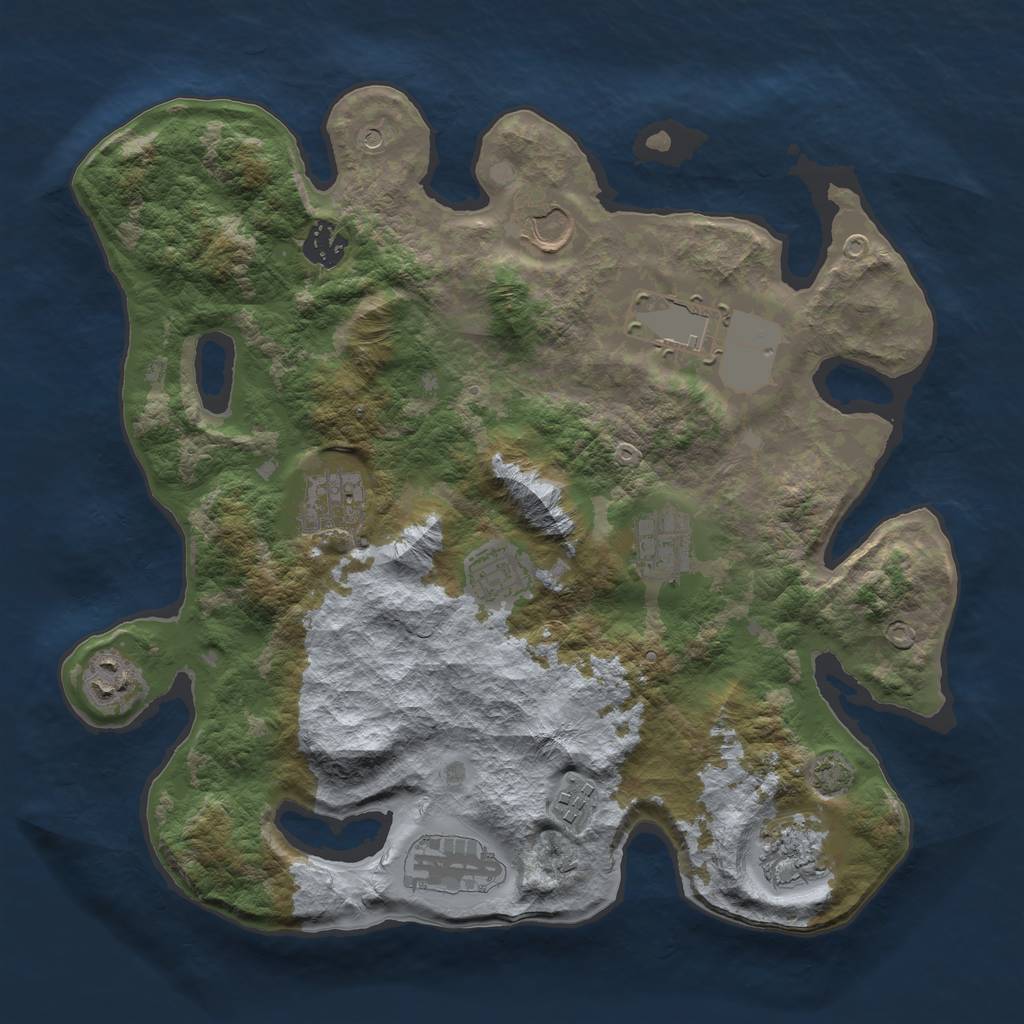 Rust Map: Barren, Size: 3500, Seed: 781880951, 14 Monuments