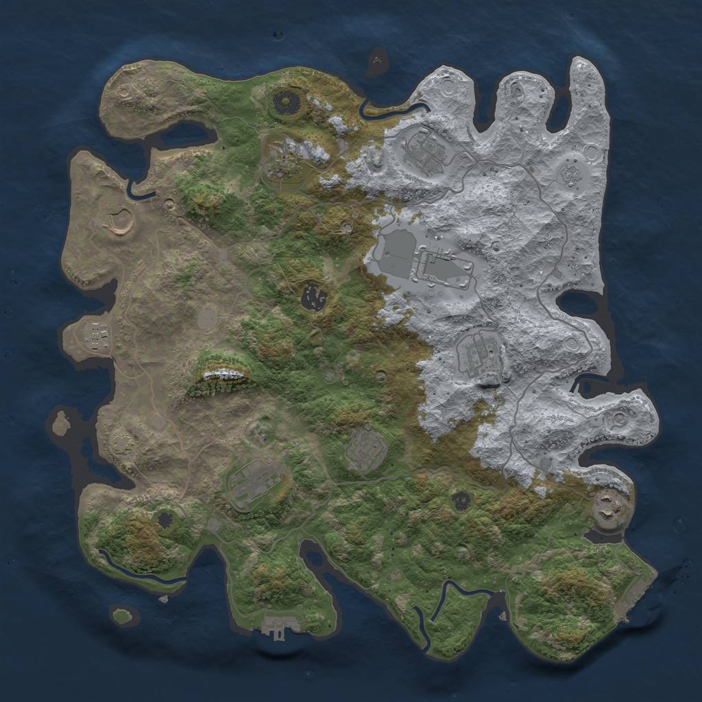 Rust Map: Procedural Map, Size: 4000, Seed: 794603961, 18 Monuments