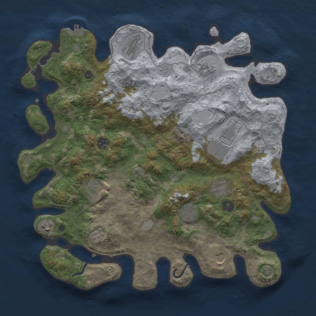 Rust Map: Procedural Map, Size: 4000, Seed: 1876270110, 17 Monuments