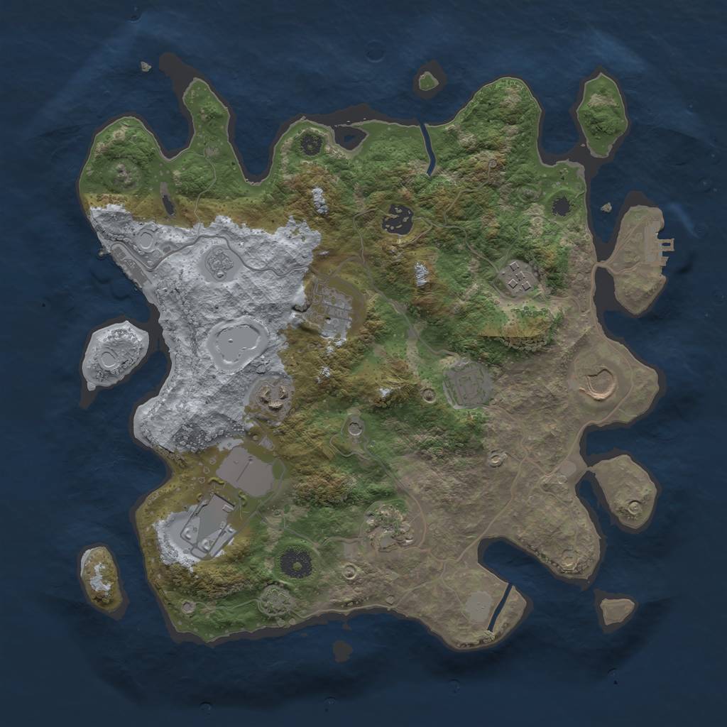 Rust Map: Procedural Map, Size: 3500, Seed: 375459436, 16 Monuments