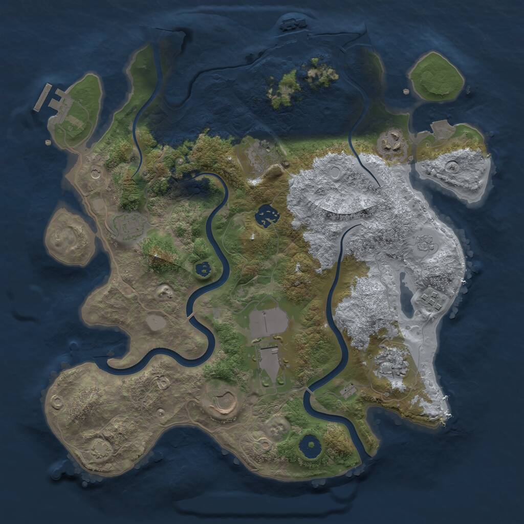 Rust Map: Procedural Map, Size: 3500, Seed: 1245792501, 14 Monuments