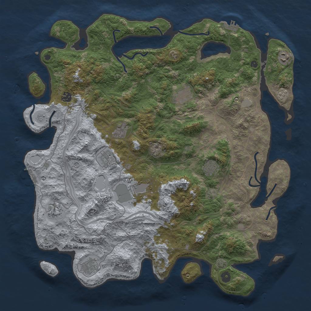 Rust Map: Procedural Map, Size: 4500, Seed: 1758609016, 18 Monuments