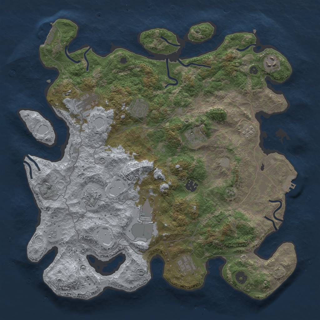 Rust Map: Procedural Map, Size: 4000, Seed: 845501870, 17 Monuments