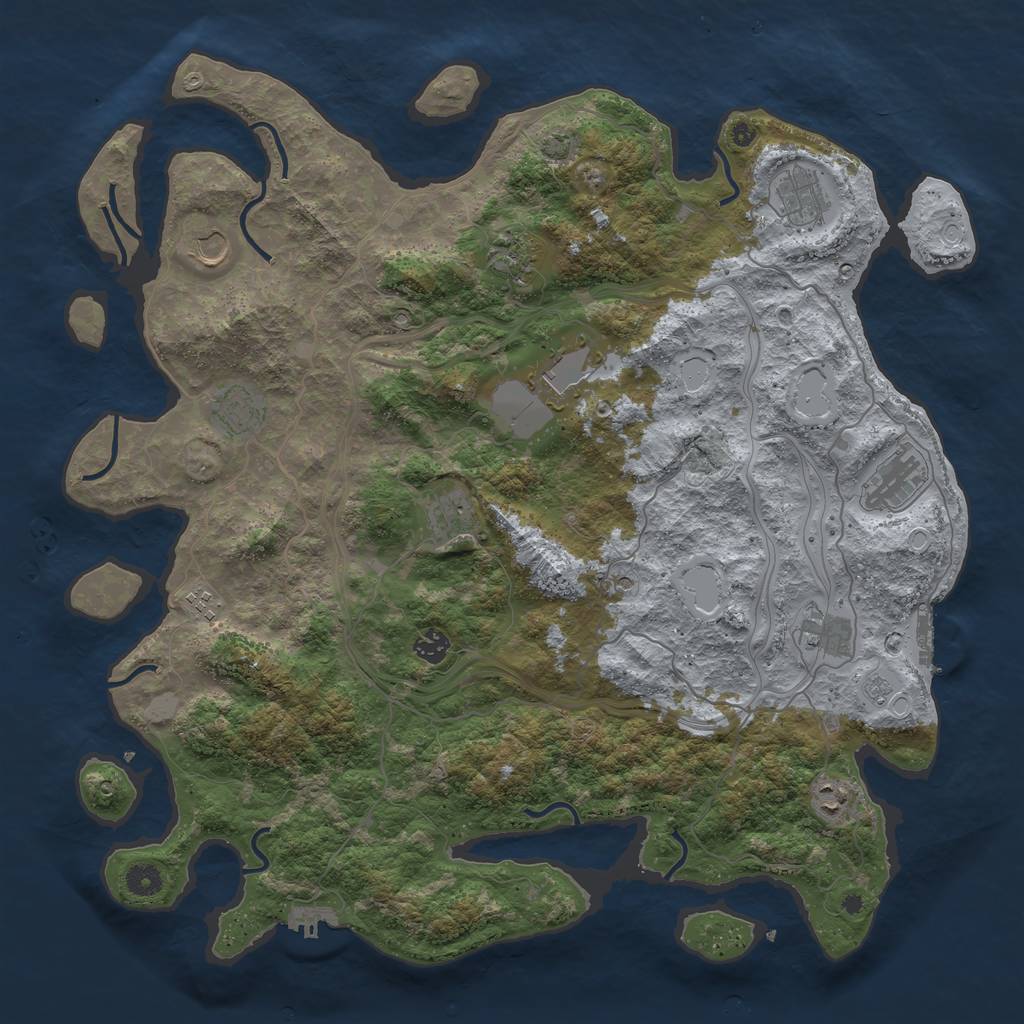 Rust Map: Procedural Map, Size: 4500, Seed: 967020854, 19 Monuments