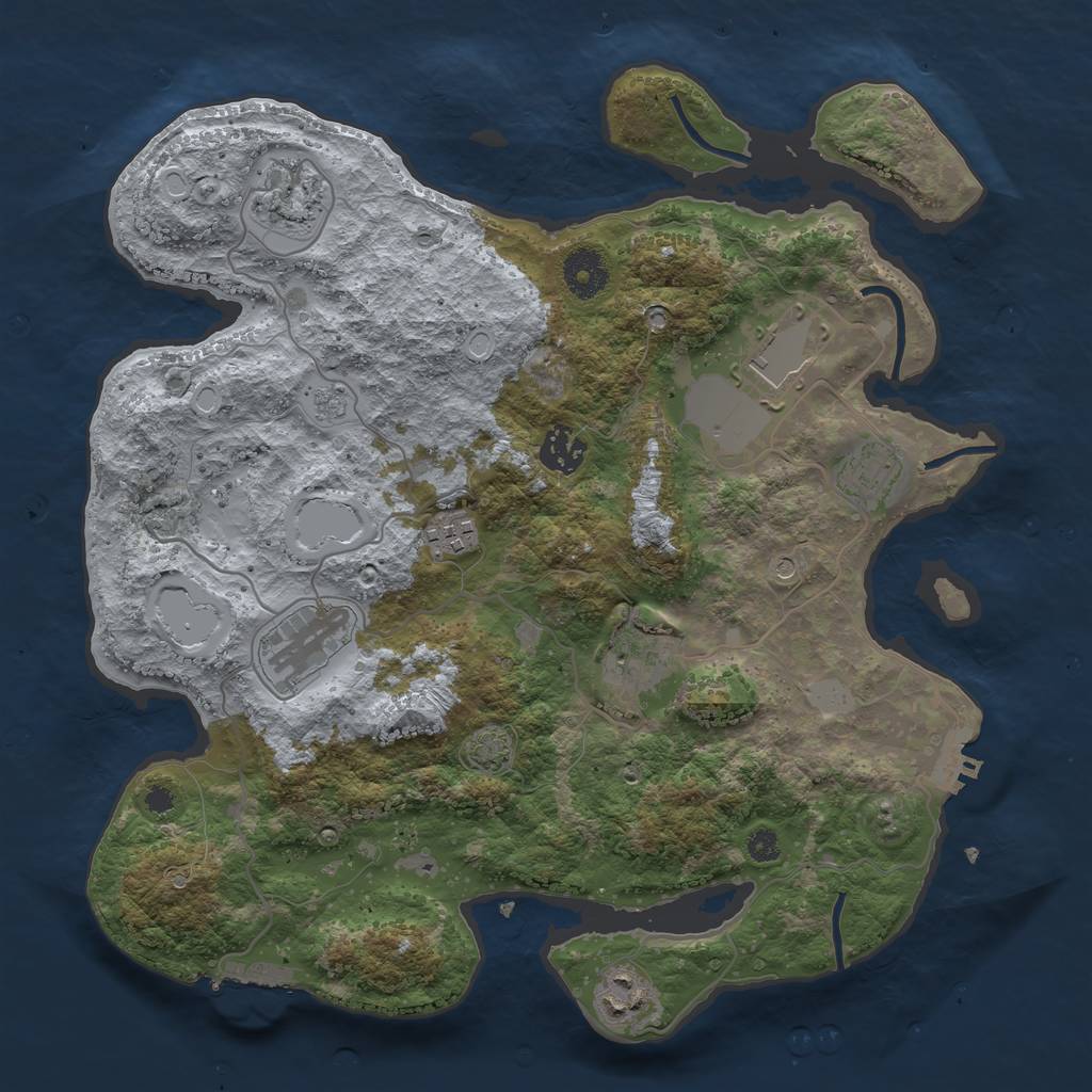 Rust Map: Procedural Map, Size: 3500, Seed: 545245, 16 Monuments